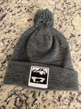 Unisex Turtle fur Beanie Hat with Bear Patch
